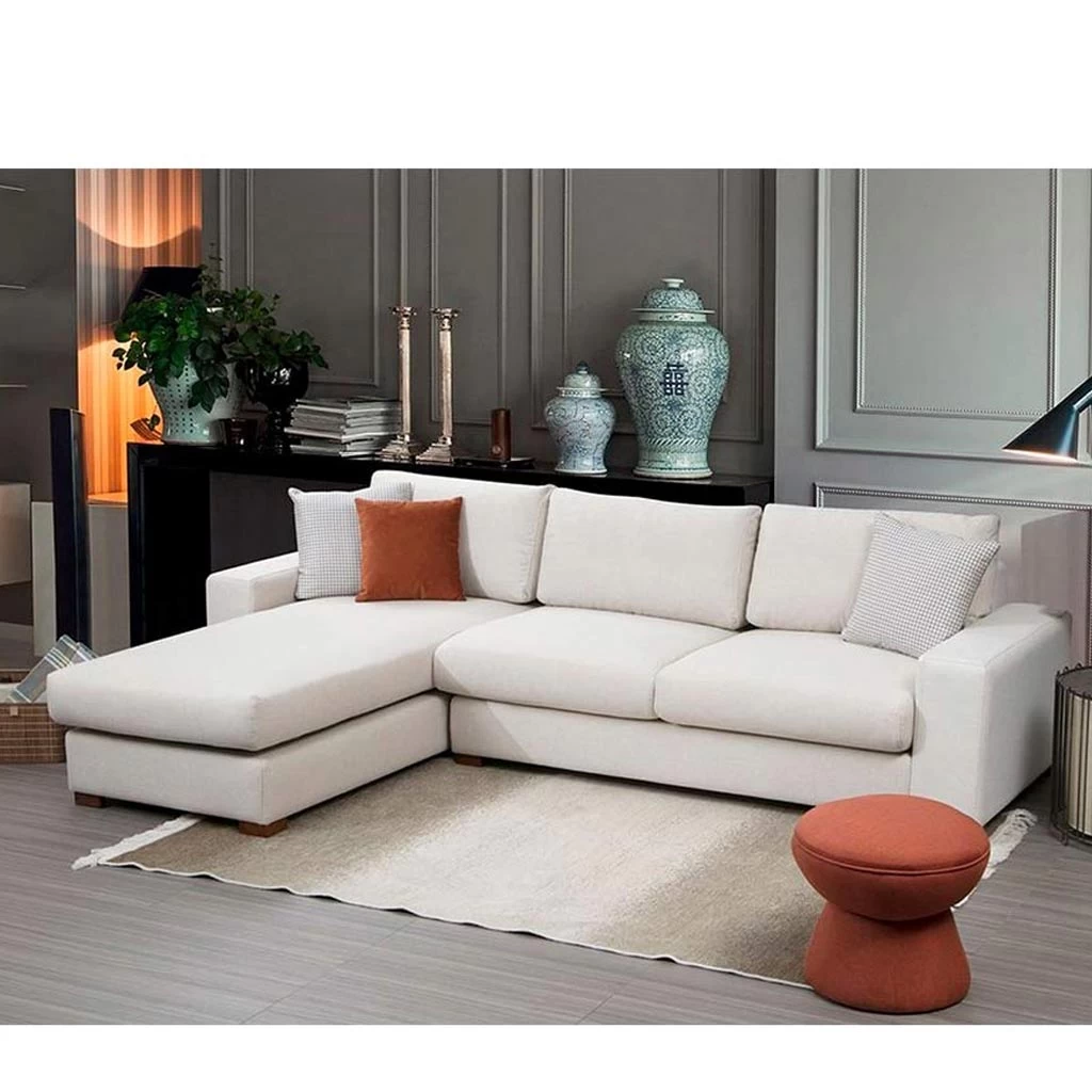 Off-White Velvet Corner Sofa – 260×160 cm-CRS-003