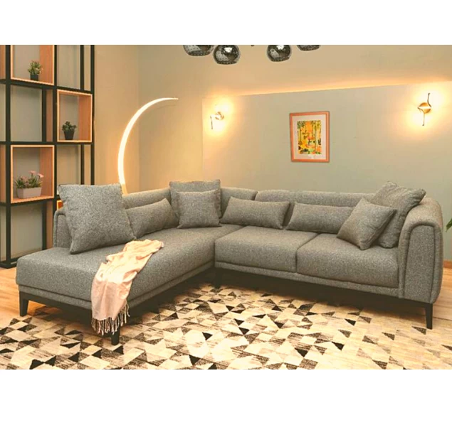 Gray Corner Sofa - Beech Wood - Linen Fabric - 250×250 cm-CRS-006