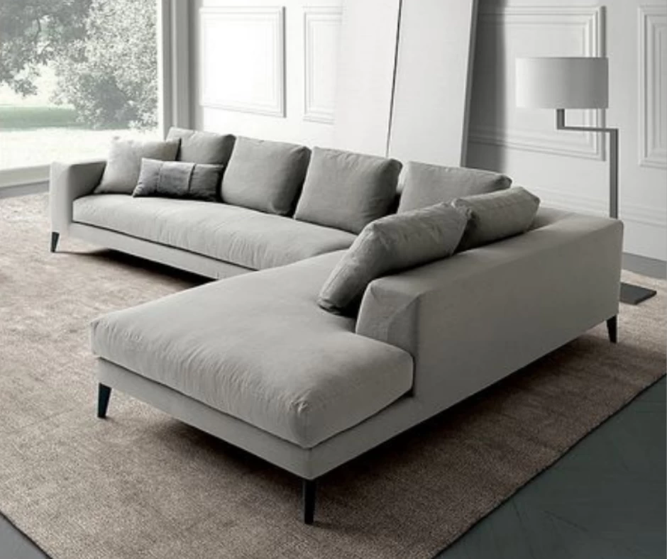Grey Sectional Sofa - Beech Wood - Velvet Fabric - 300×220 cm-CRS-014