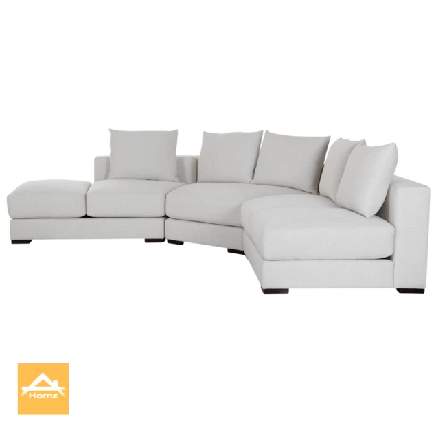 Off-White Corner Sofa - Linen Fabric - Beech Wood-CRS-021