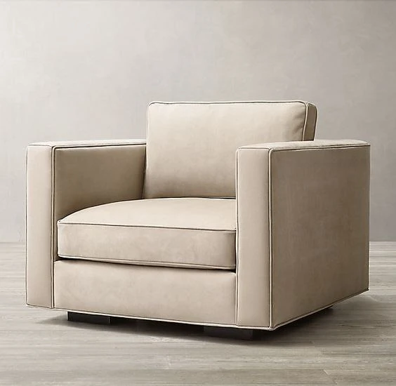 Chair - Beige Faux Leather Fabric - 80x80x75 cm