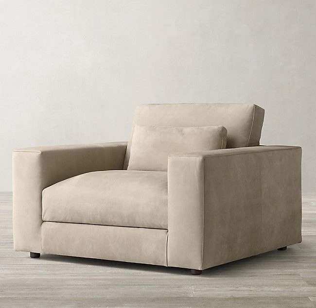 Chair - Beige Faux Leather Fabric - 100x80x70 cm