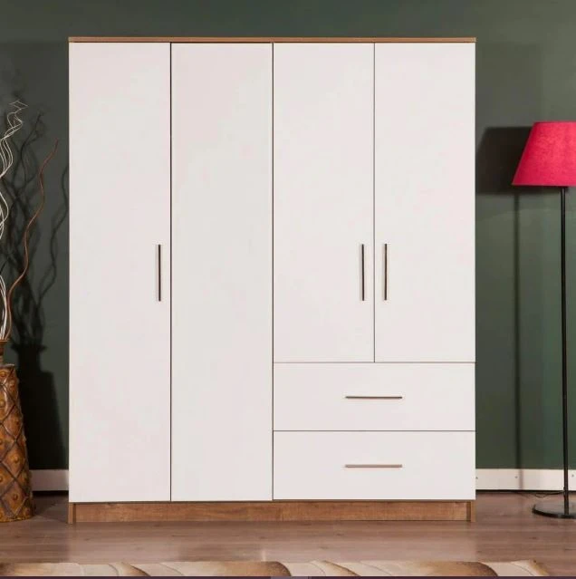 Wardrobe - White and Brown - 130×52×182 cm