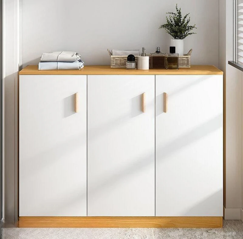 Shoe Cabinet  - White and Beige - 4 Shelves - 120×100×40 cm-SHC-100