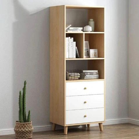 Book Storage Unit - White and Beige  BKS-002