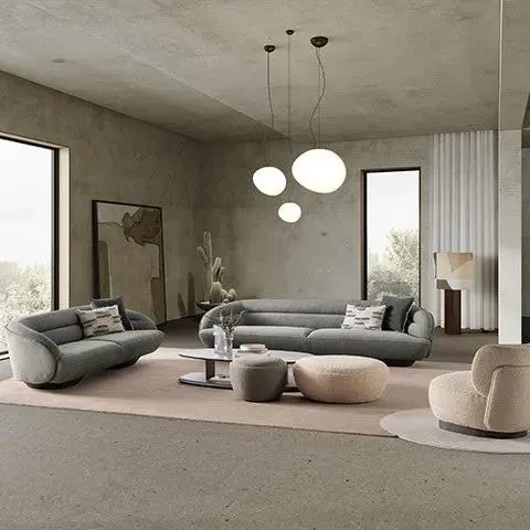 Living Room Set - 2 Gray Sofas and 1 Beige Chair