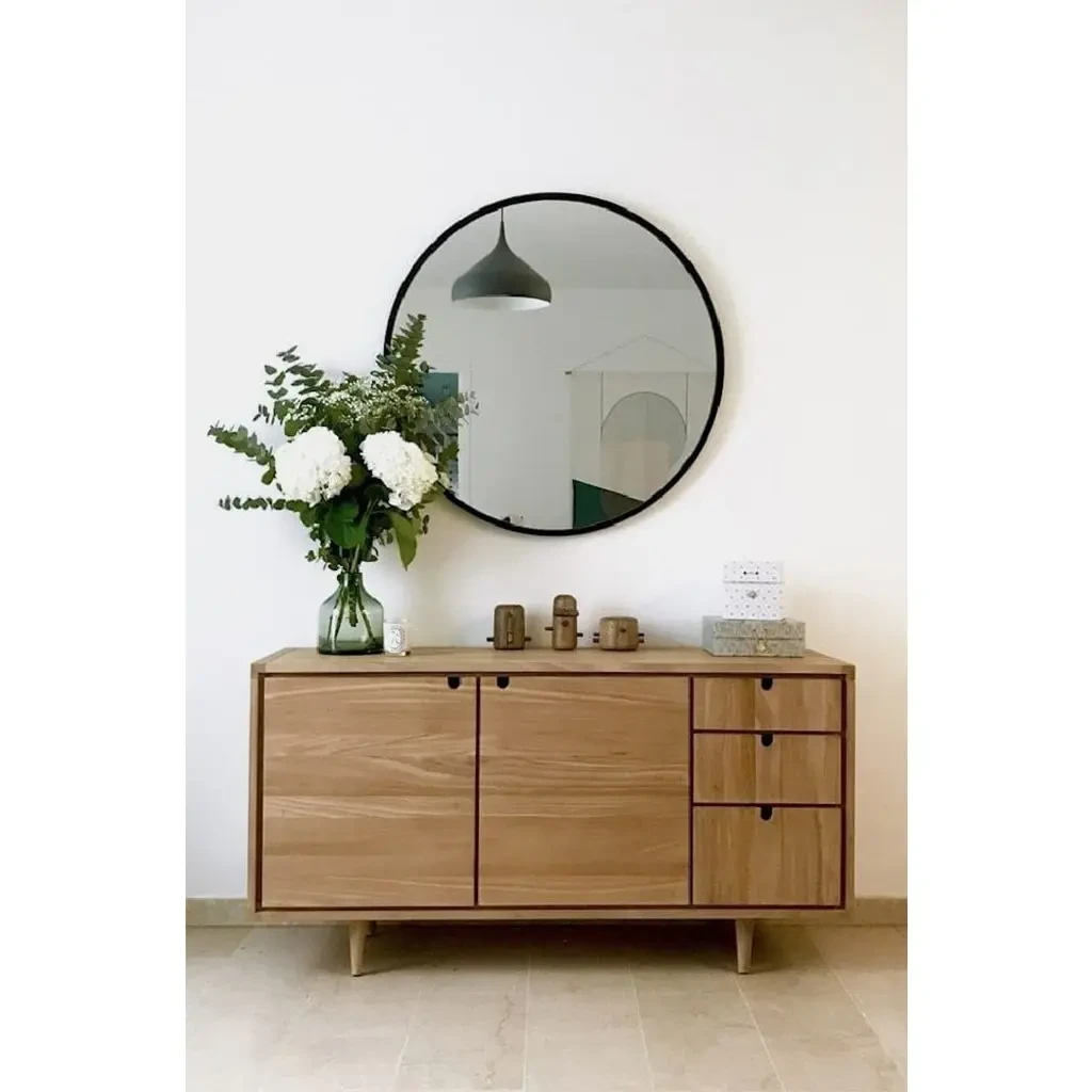 Brown Sideboard with Mirror - 100×140×40 cm - Counter & MDf BUF-002
