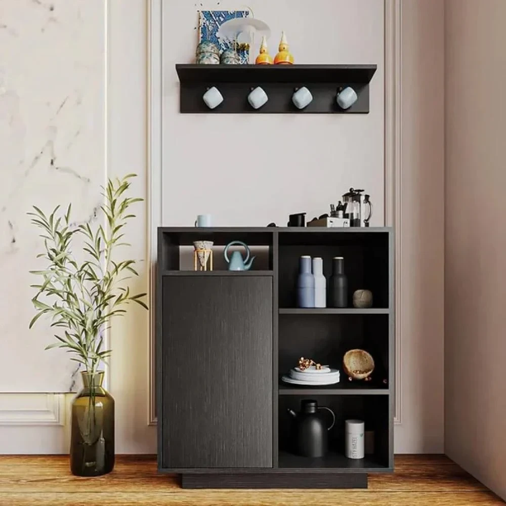 Coffee Corner - Solid Black - MDF Wood-STG-057