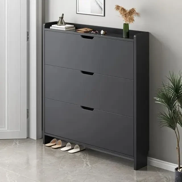 Gray Shoe Cabinet with Storage Shelves - 100x30x115 cm-SHC-102