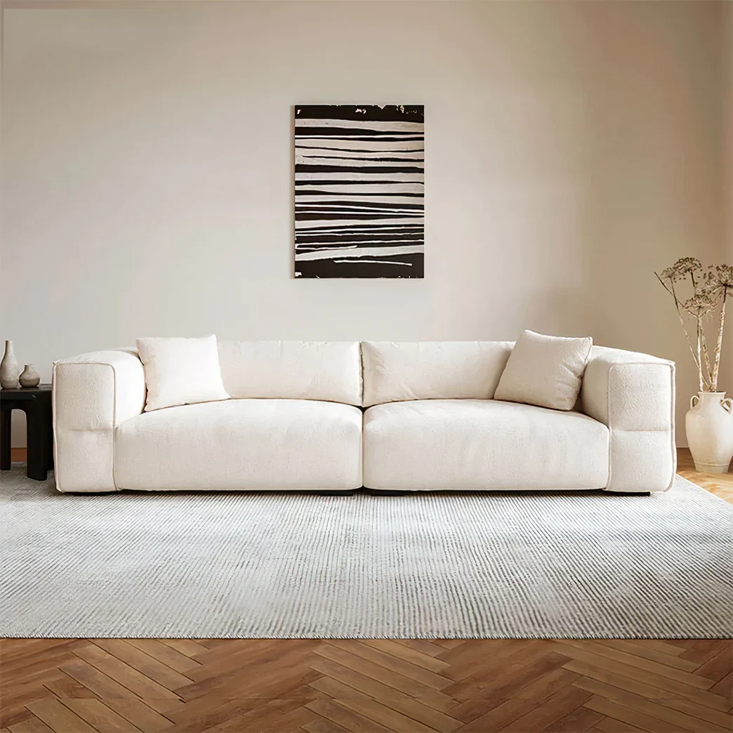 Quadruple Off-White Bouclé Fabric Sofa - 260×100×80 cm-SO2-004