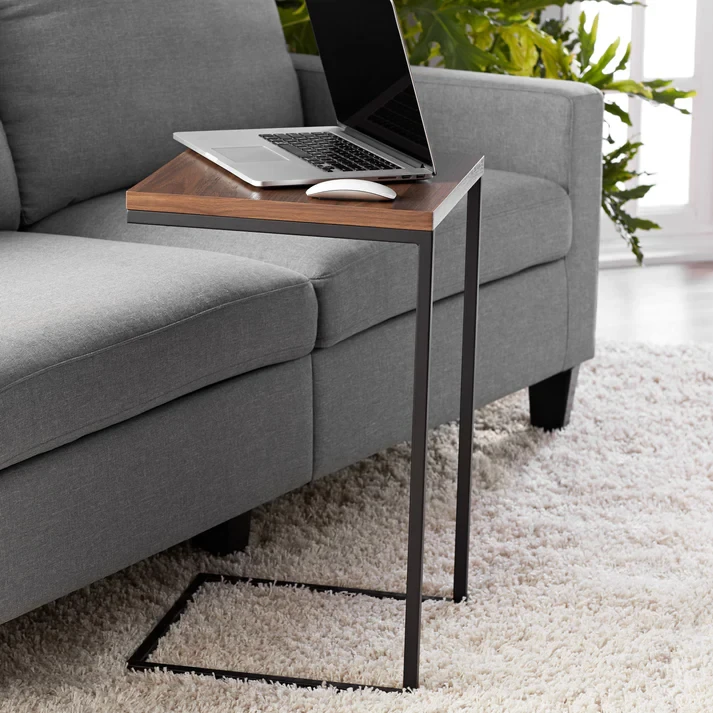 Black Steel Side Table with Brown MDF Top-CFTS-001.