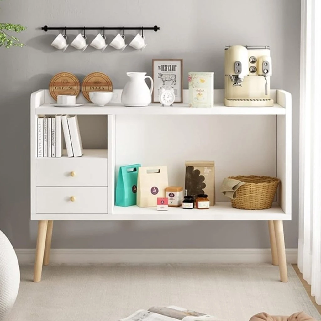 Coffee Corner - White and Beige - 80×80×30 cm-STG-060