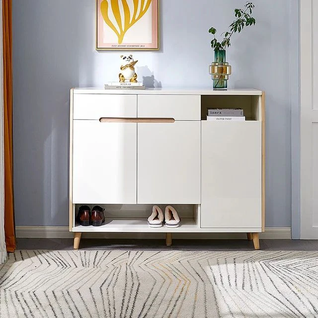 Shoe Cabinet - White & Beige - 120×110×35 cm-SHC-107