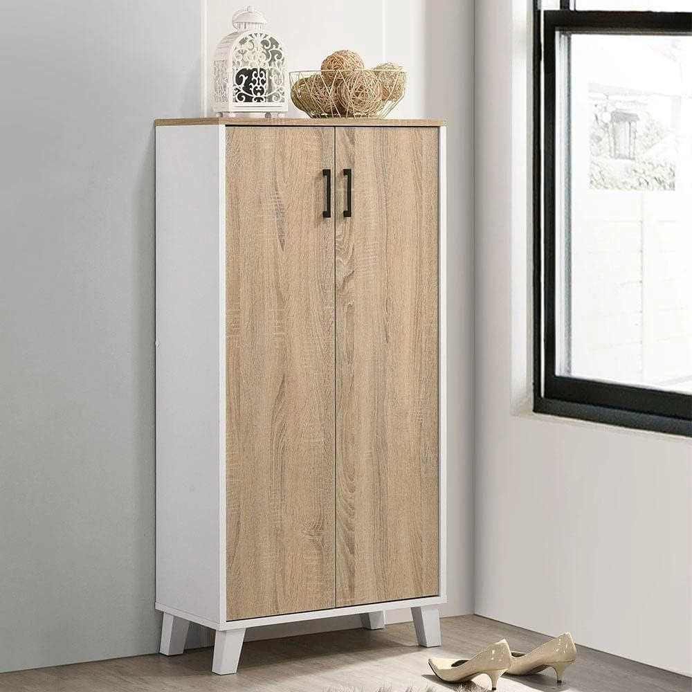 Shoe Cabinet White and Wooden - 60×33×122 cm-SHC-114