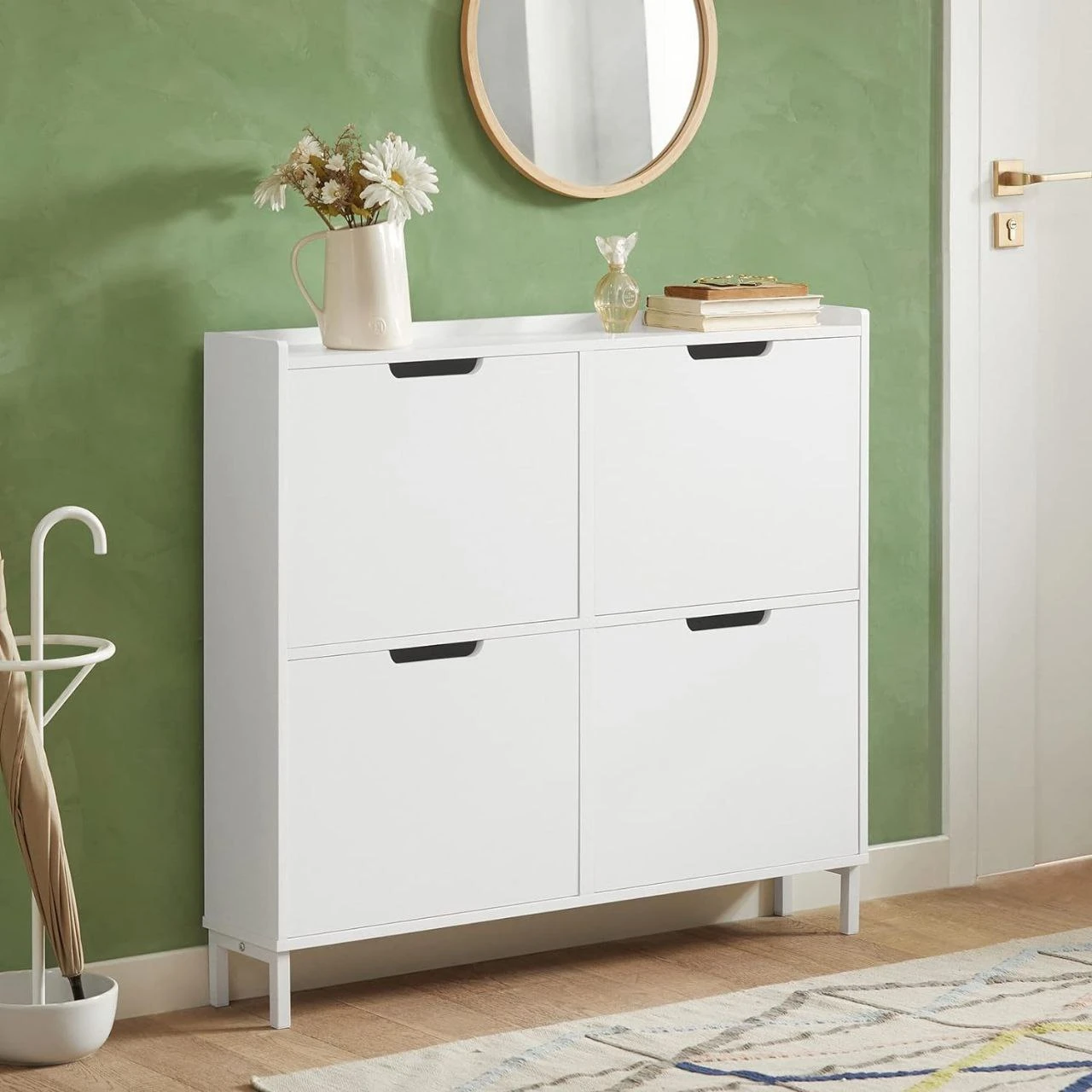 White Shoe Cabinet - 100×33×91 cm-SHC-116
