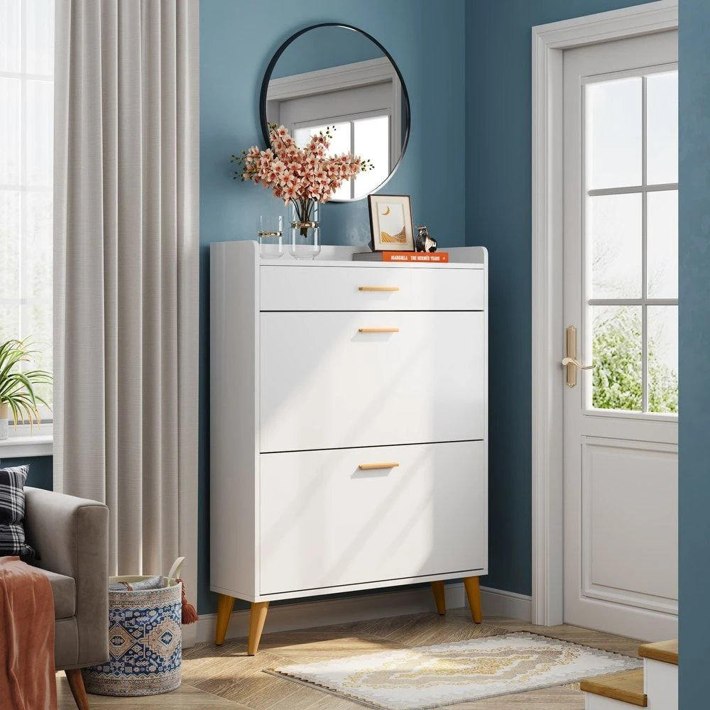 Shoe Cabinet - White & Beige -80 cm-SHC-125