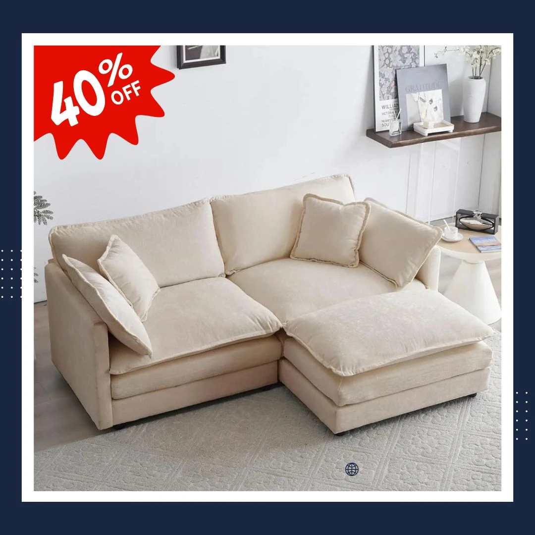 Corner Sofa - Beige/Black - 195 cm-CRS-033