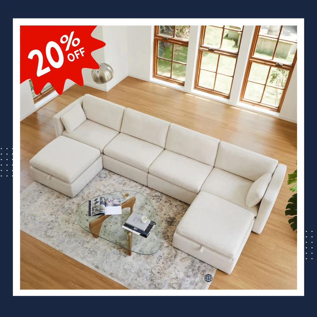 Beige Corner Sofa - Velvet Fabric - Beech Wood-CRS-034