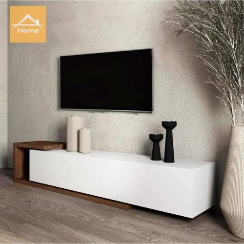 TV Stand - White and Brown - 160x35x32 cm-TVU-011
