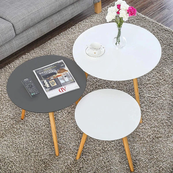 Set of 3 Nested Tables – Modern Design with Beech Wood LegS-CFTW-004