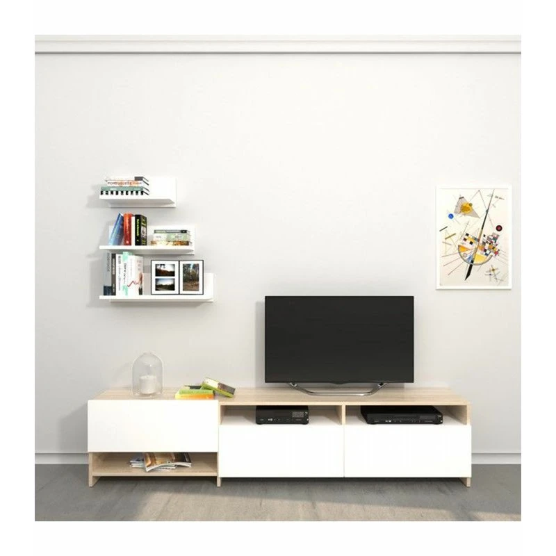 TV Unit – wihite,Beige- 180 × 40 × 40 cm-TVU-090