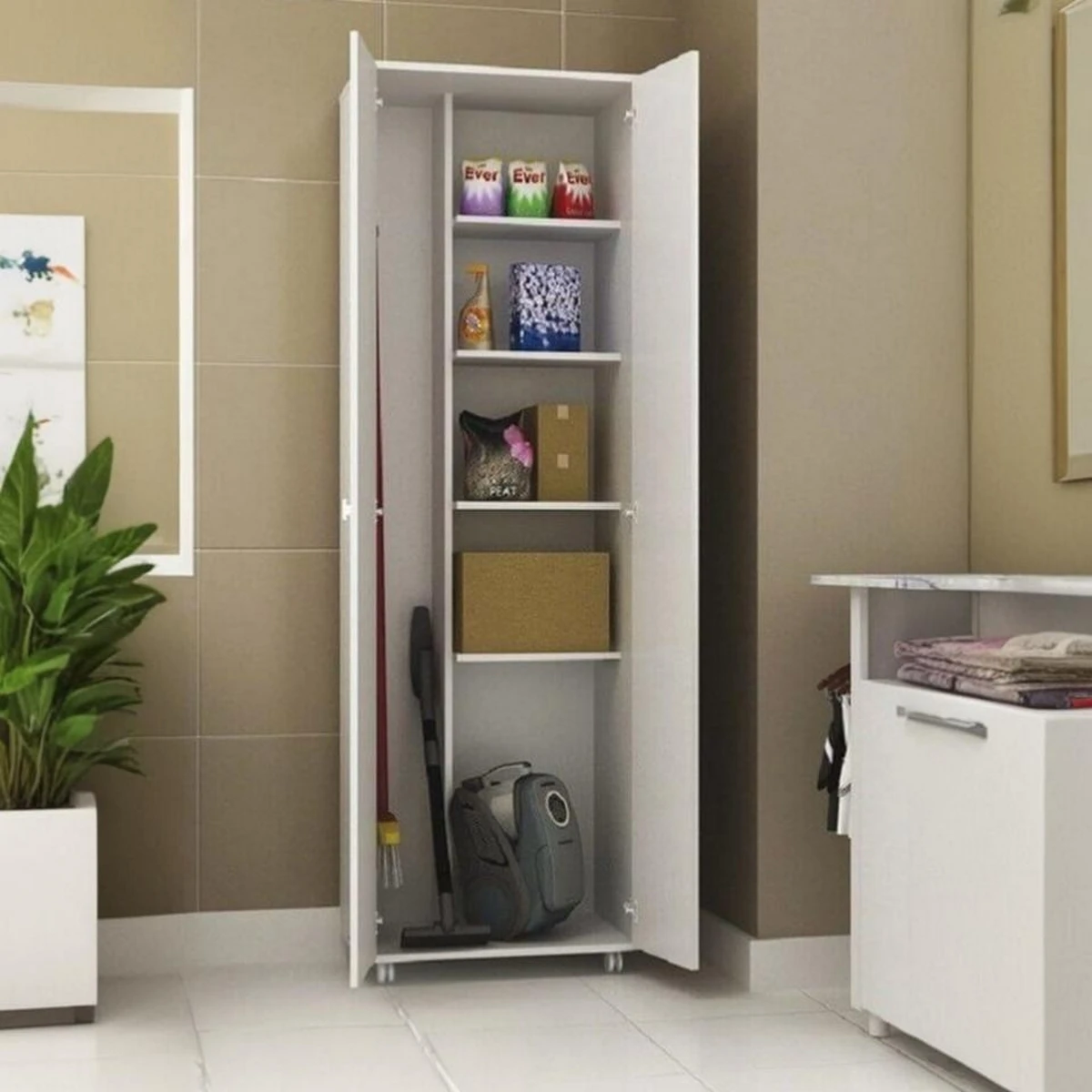 Bathroom Storage Unit –  White – 170 × 80 × 40 cm-BST-006