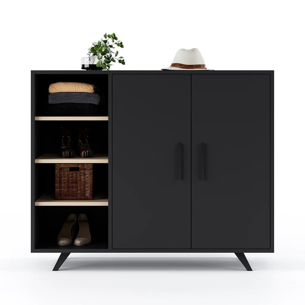 Shoe Cabinet / Storage Unit – Black – 120×100×35 cm-SHC-136