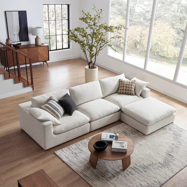 Modern Corner Sofa – Kuya Linen Upholstery & Beech Wood Frame – CRS-048
