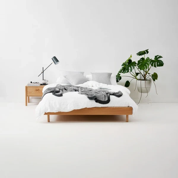 Natural Beech Wood Bed – Solid Frame with Polyester Finish  BED-010