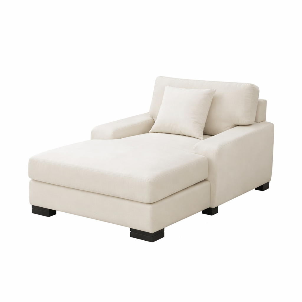 Chaise Lounge - Off White × Brown - 160×100×75 cm