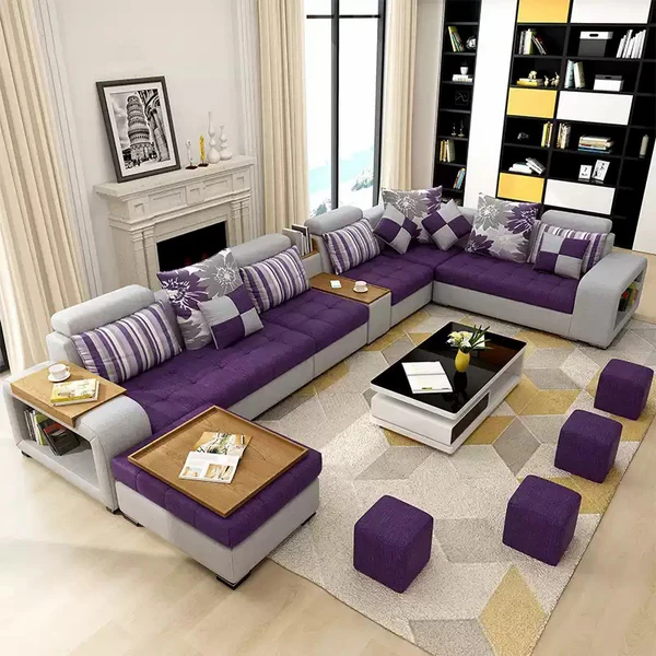 Modern Corner Sofa – Natural Beech Wood – Velvet or Linen Upholstery – High-Density Foam – CRS-072