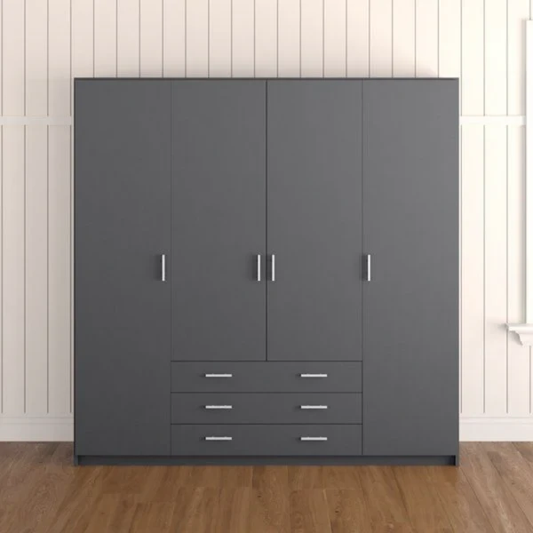 Modern MDF Wardrobe – Smart Bedroom Storage, Custom-Made Design WRD-021