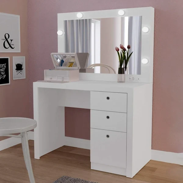 Hollywood Mirror Dressing Table – Modern MDF Design with Lighting DRT-006