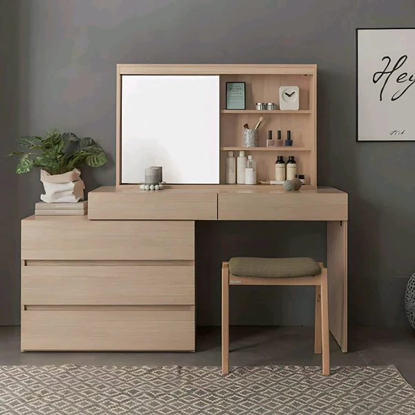 Modern Dressing Table with Mirror – Elegant MDF Design for Bedrooms DRT-013