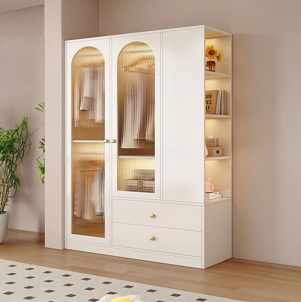 Modern White MDF Wardrobe – Custom-Made Bedroom Storage WRD-019