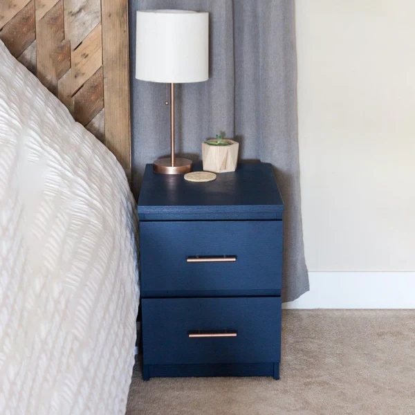 Modern MDF Nightstand with Shelf & Drawers – Simple Elegant Bedroom Design BSD-007