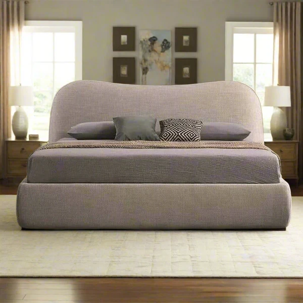 Modern Upholstered Bed – MDF & Counter Wood – Custom Made Linen or Velvet Finish BED-007