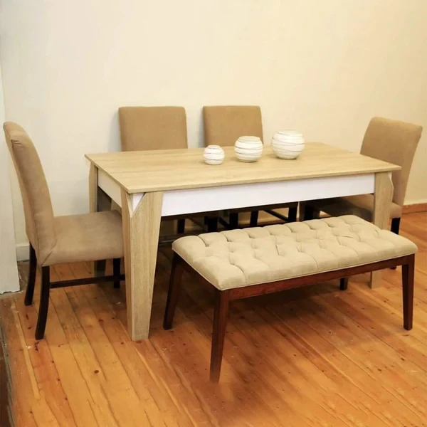 Modern Dining Set – Table with 4 Chairs & Elegant Banquette DNT-023