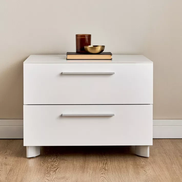 Glossy MDF Bedside Commode – Elegant Modern Design with Melamine Finish BSD-024