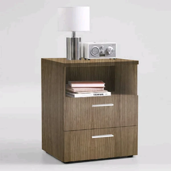 Elegant MDF Nightstand with Drawers – Modern Bedroom Storage Unit BSD-009