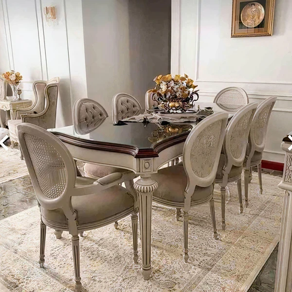 Modern Dining Set – 6 Velvet Chairs & Beech Wood Legs DNT-018