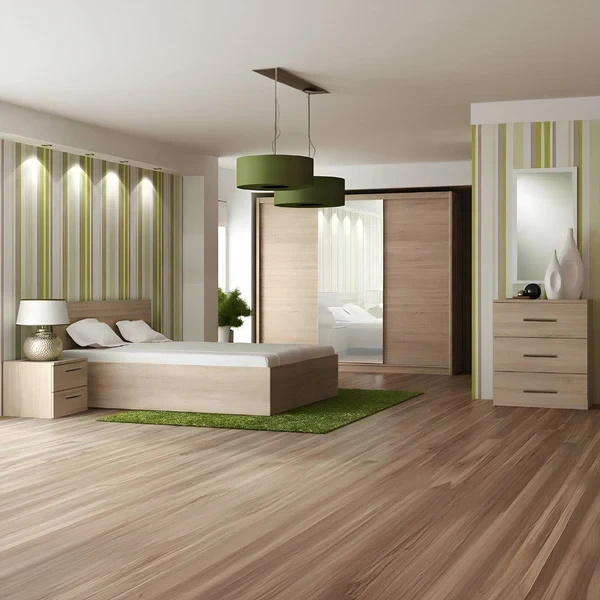 Modern Bedroom Set – MDF Wood with Natural Pine Laths – Elegant & Functional Design MBR-009