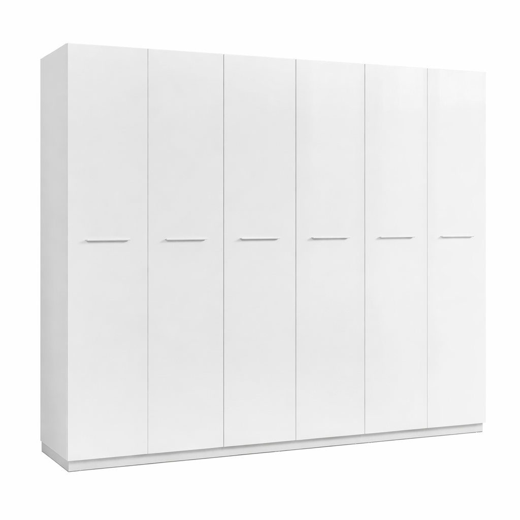 Modern Wardrobe – MDF Wood – Glossy Finish with Drawers & Hanging Rods  WRD-029