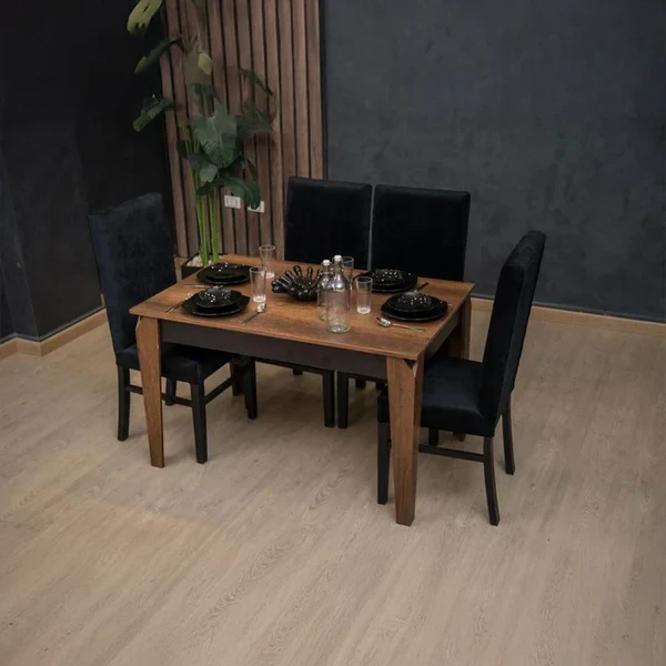 Modern Dining Set – 4 Chairs & MDF Table with Red Beech Wood  DNT-021