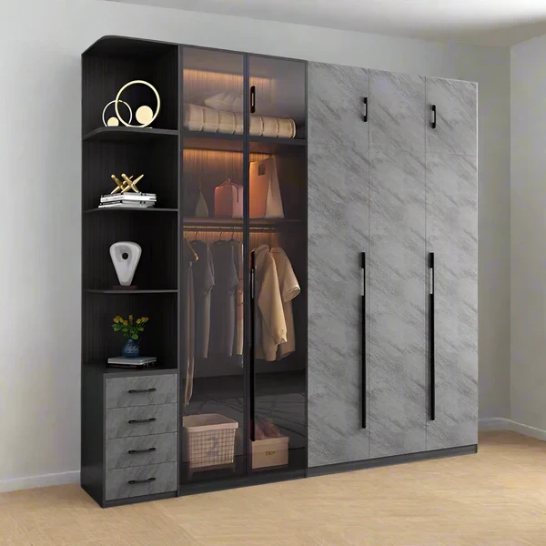 3-Door Wardrobe – MDF Counter Wood – Custom Design  WRD-023