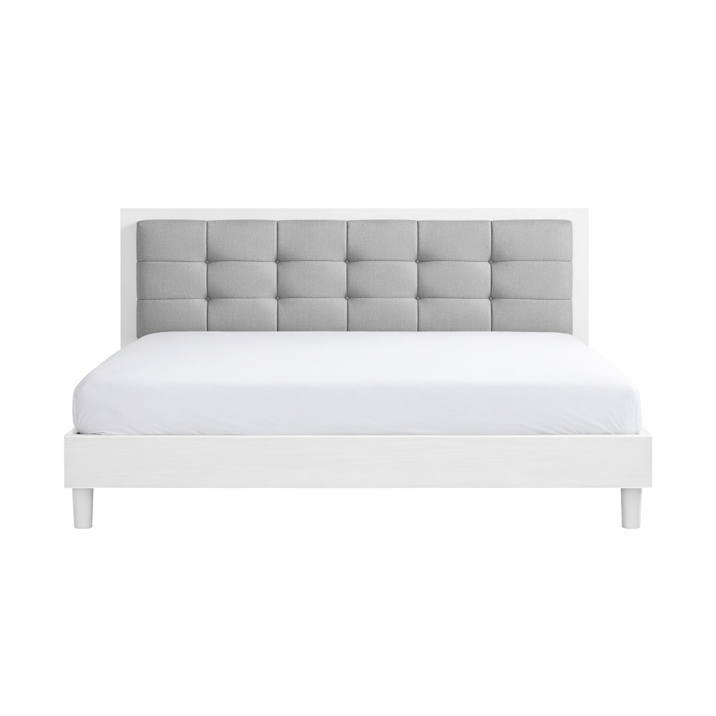 Tufted MDF Bed with High-Gloss Melamine Finish and Modern Design BED-048