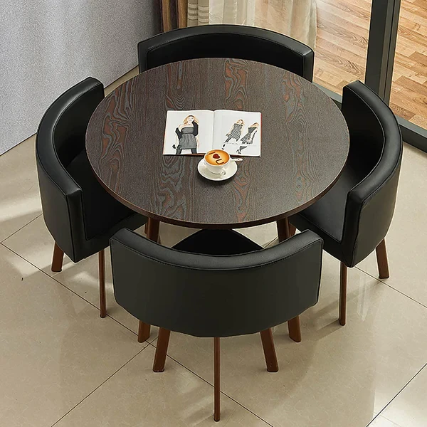Modern Dining Set – 6 Velvet Chairs & Beech Wood Table DNT-013