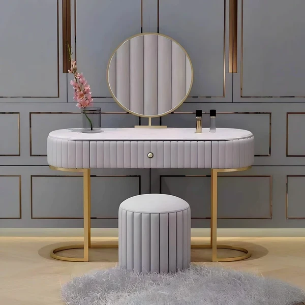 Luxury Dressing Table Set – MDF, Stainless Steel & Marble Design DRT-003