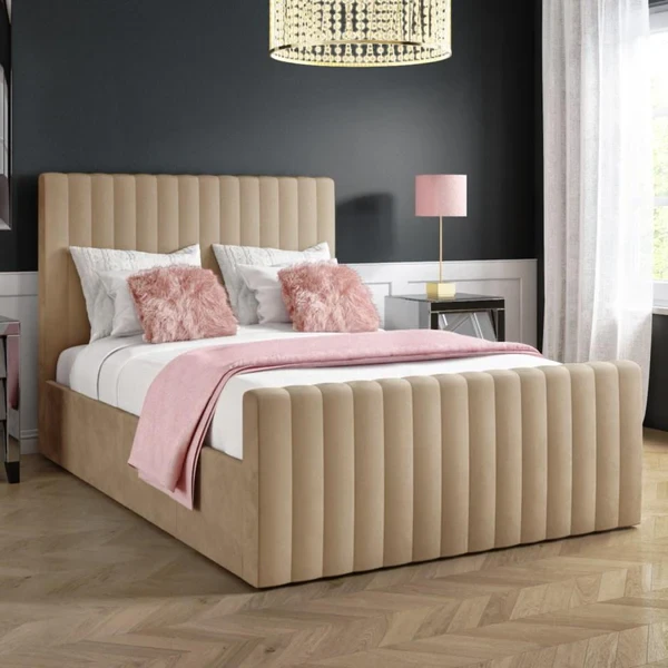 Natural Beech Wood Bed – Polyester Finish – Custom Made Bedroom FurnitureBED-012