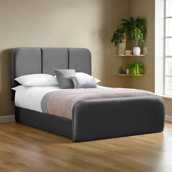 Modern Upholstered Bed – MDF & Velvet Fabric – Custom Made Bedroom FurnitureBED-015